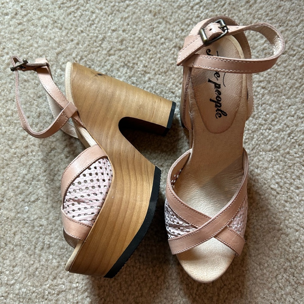 Free People Dusty Rose Crisscross Wedge Sandals - Picture 4 of 6